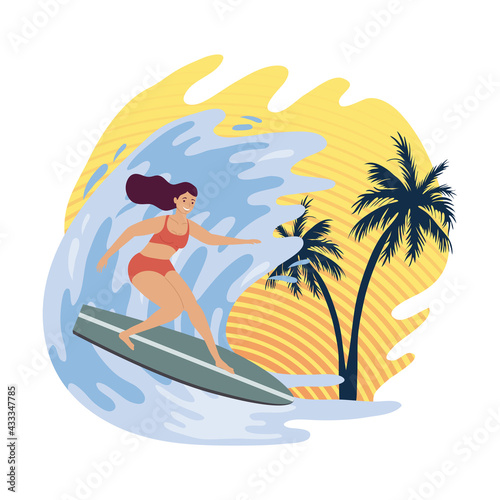 girl surfing in wave