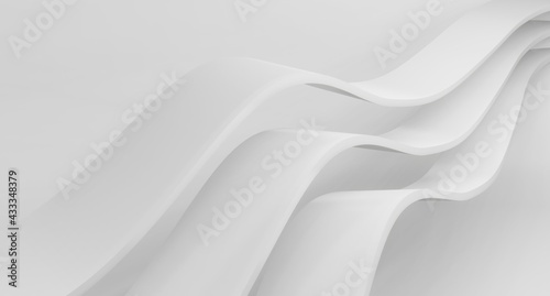 Abstract white Architecture Background. 3d render. Modern Geometric Wallpaper. Futuristic Technology Design © kitipol