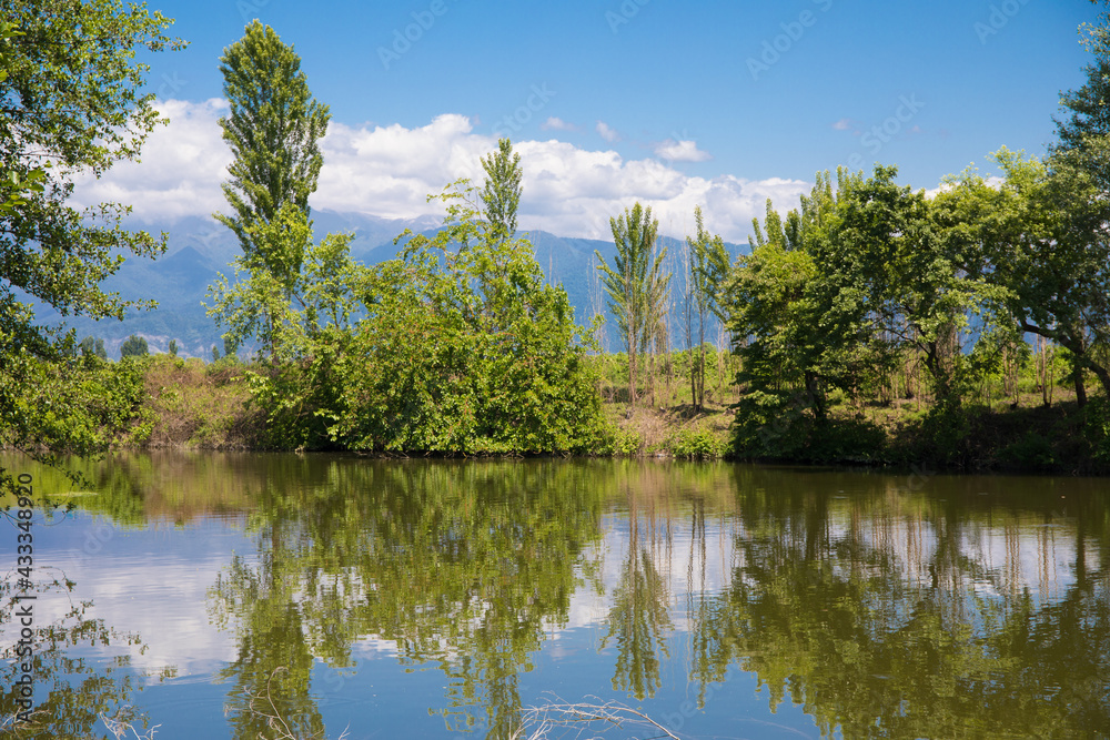 Beautifullake Azerbaijan outdoor. Early summer time. Caucasus