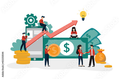 A team of traders is analyzing the graph. To see the growth of profits from the stock market Which leads to business success