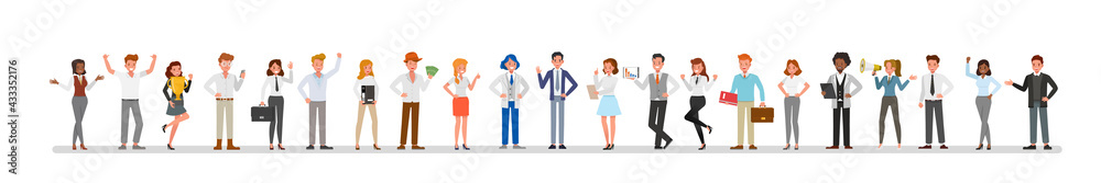 Business people group different poses character vector design. Presentation in various action with emotions.