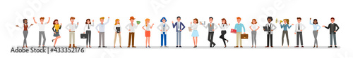 Business people group different poses character vector design. Presentation in various action with emotions.