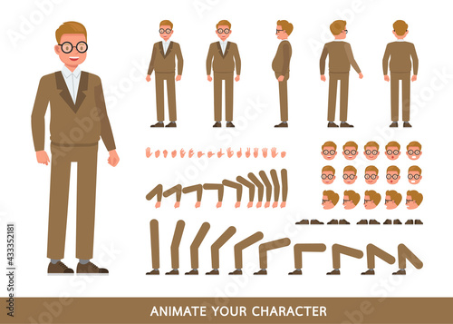 Businessman character vector design. Create your own pose.