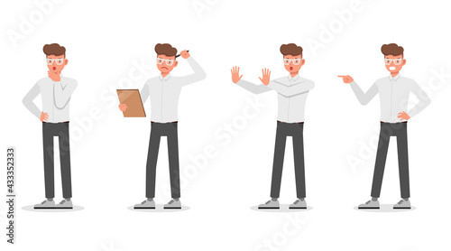 businessman wear white suit character vector design. Presentation in various action.