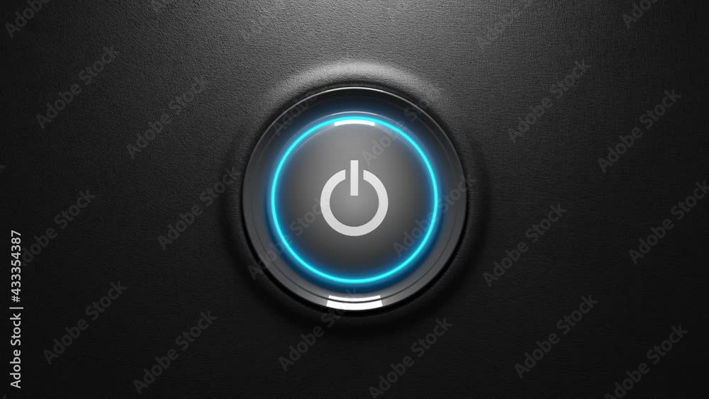 Businessman press the power button. Power on concept. 3D video Businessman press the power button. Power on concept. 3D video