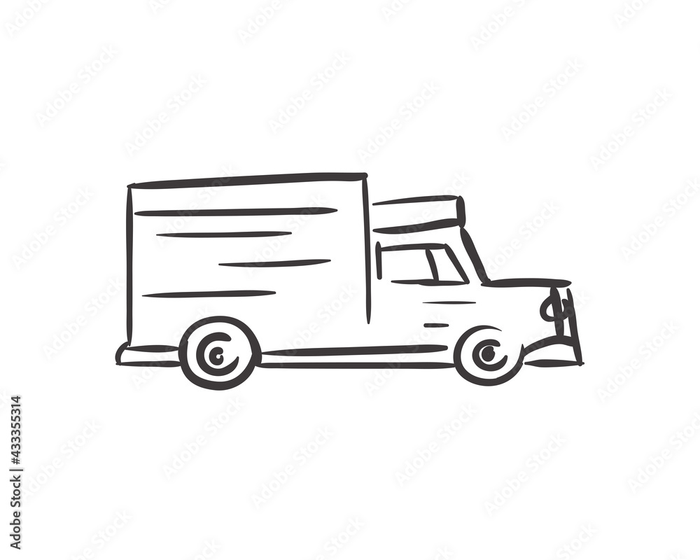 handrawn truck vehicle