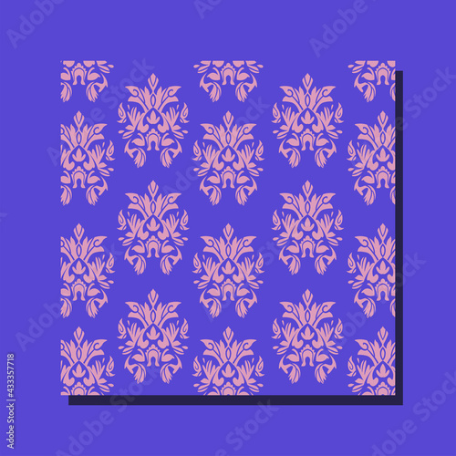 Tela blue damascus wallpaper