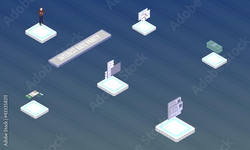 Interest rate parity concept on abstract design