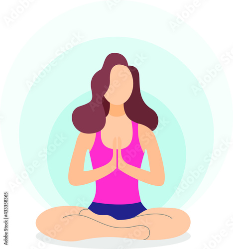 Girl exercise yoga at home vector illustration concept.