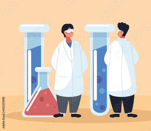 male doctors chemical flasks