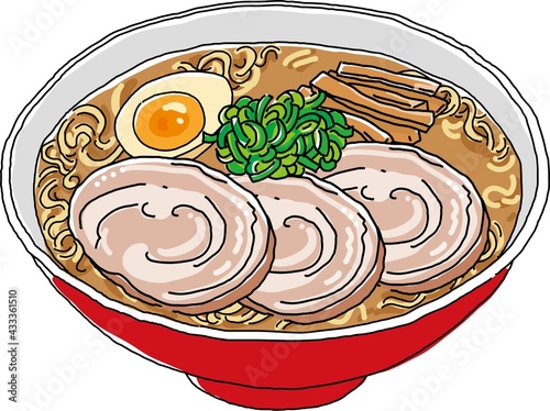 醤油ラーメンの線画イラスト