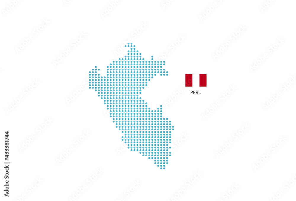 Fototapeta premium Peru map design blue circle, white background with Peru flag.