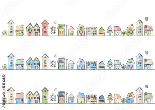 夏の住宅街風景フレーム