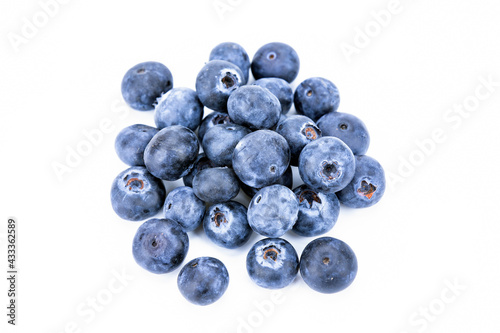 Handful of blueberries on white background, isolated