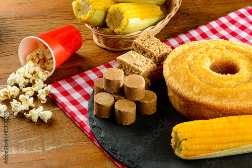 Typical Brazilian junina party food and sweets.