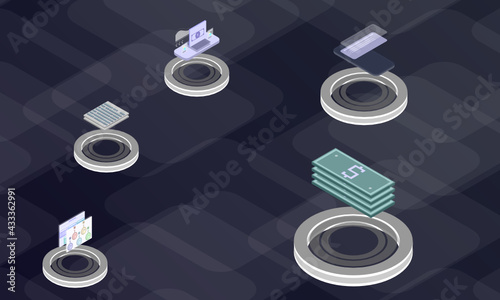 Commons-based peer production concept on abstract design