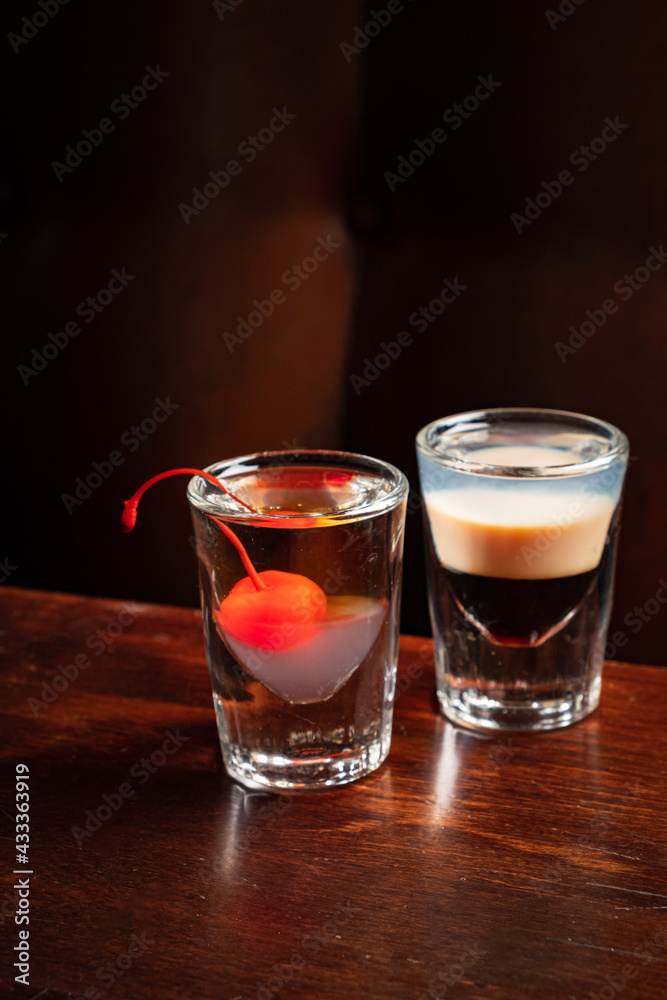 shots with cherry and cognac shots with cherry and cognac