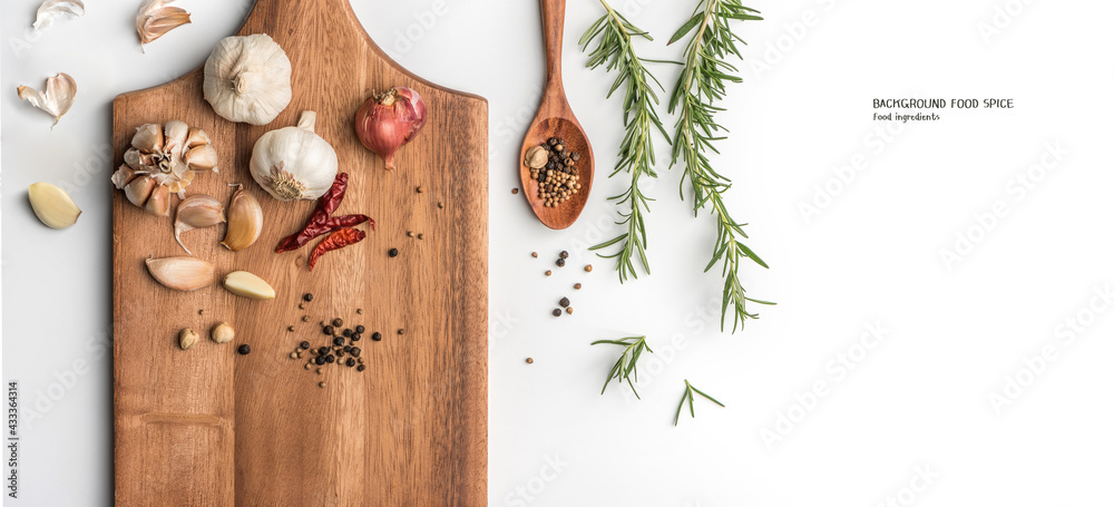 Cooking spices isolated on white background. Cook recipe Cooking spices isolated on white background. Cook recipe
