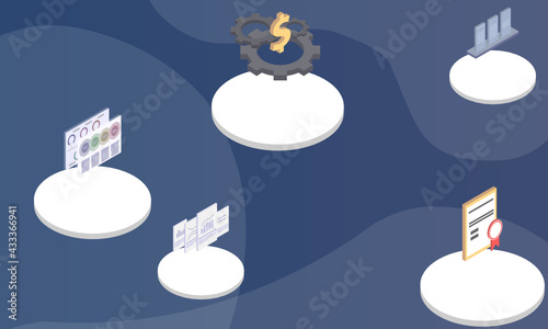 Austrian business cycle theory concept on abstract design