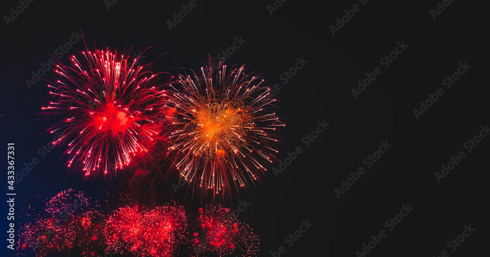 Holiday fireworks with sparks, Amazing beauty colorful fireworks