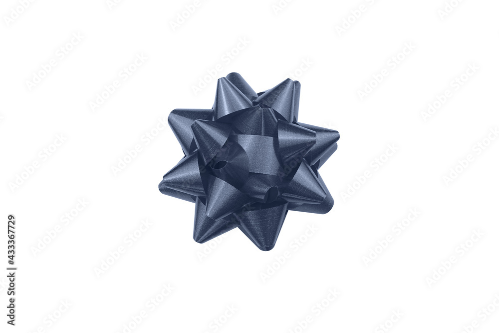 Dark grey bow isolated on white background. Christmas ornaments, festive element, presents wrapping decor.