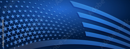 USA independence day abstract background with elements of american flag in blue colors
