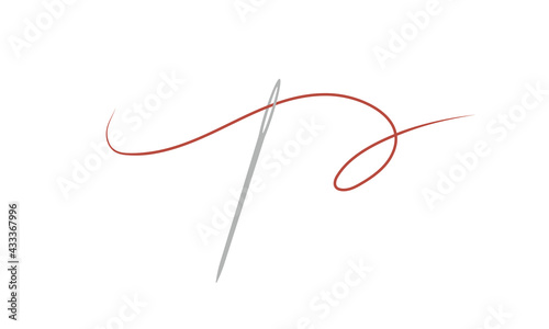 Needle and thread. Cute hand drawn skein. Tailor shop elements. Vector illustration in flat cartoon style.