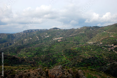 Green panorama of the mountain above Reggio Calabria