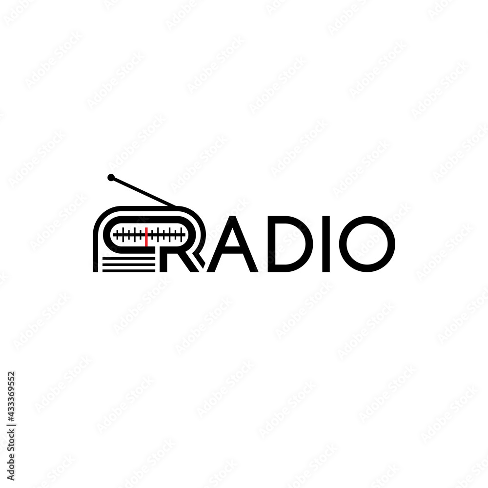 Radio text, initial letter R. Creative logo design. Stock Vector Adobe Stock