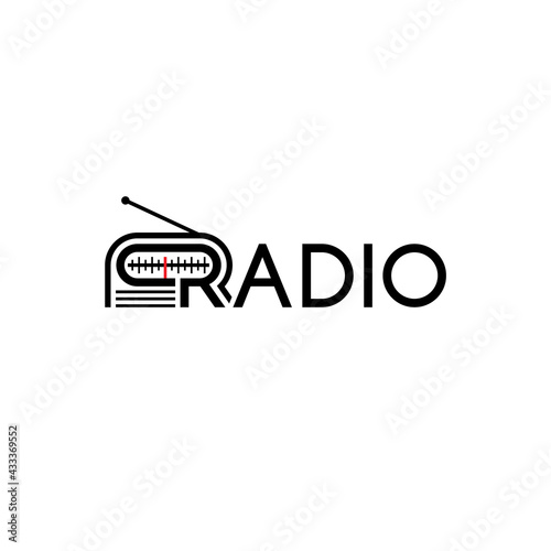 Radio text, initial letter R. Creative logo design.