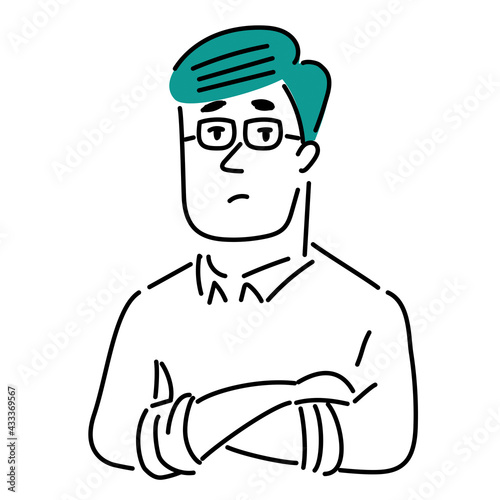 腕組みをするメガネの男性のイラスト素材