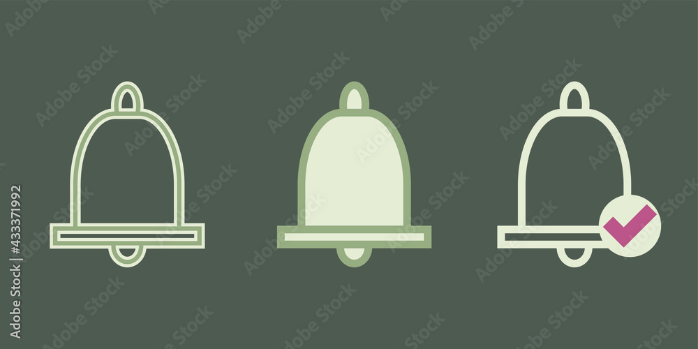 Set of vector bell icons. Reminder, notify symbol. For web, mobile, design, advertising banner Set of vector bell icons. Reminder, notify symbol. For web, mobile, design, advertising banner