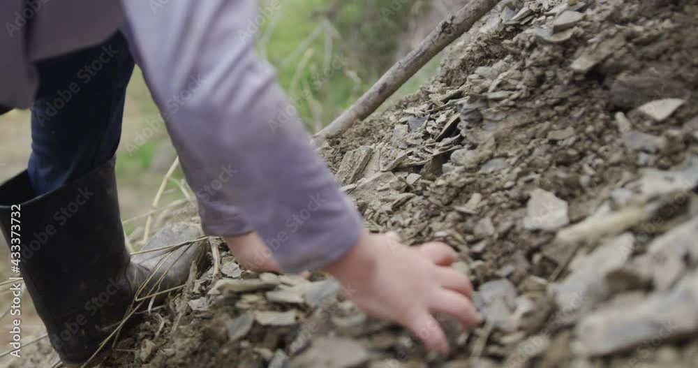 Close-up Boys Hands Climbing Rocky Mountain Close-up Boys Hands Climbing Rocky Mountain