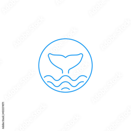Minimalist Line Art Logo Whale Tail Vector, Design and Illustration of Humpback Blue Whale