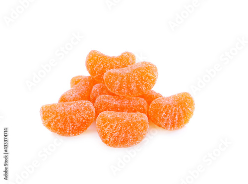 Orange gummies, Vitamin C  on white background