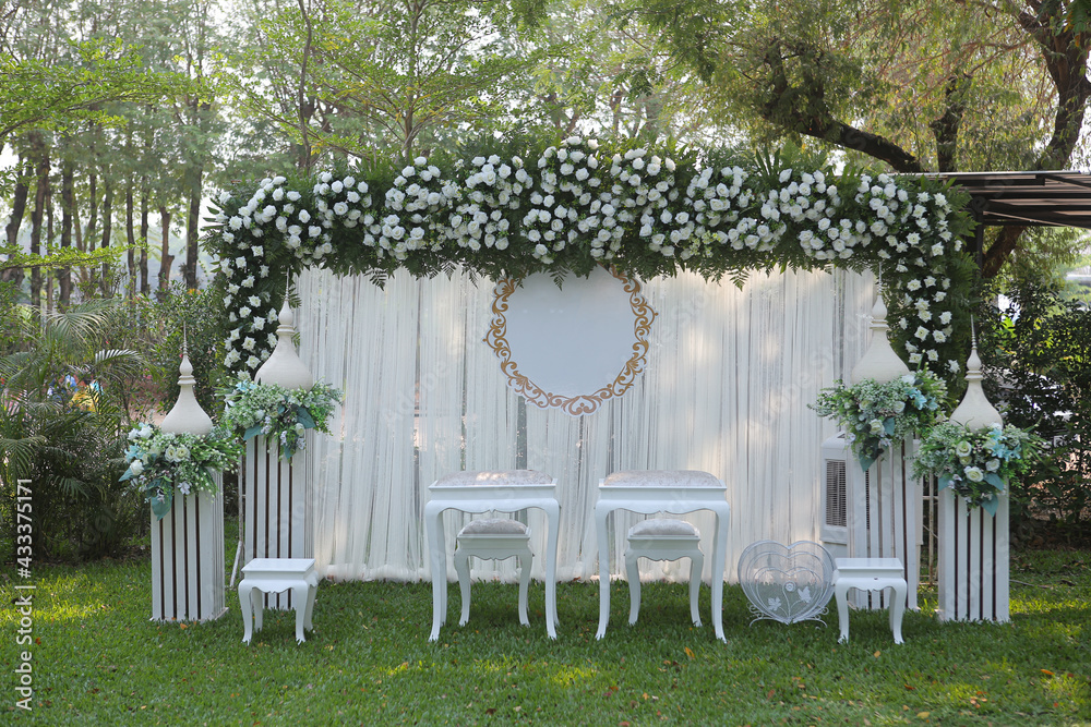 Wedding backdrop, Garden wedding, Flower decoration for party
