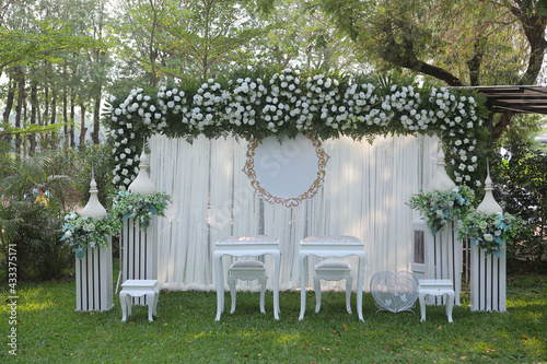 Wedding backdrop, Garden wedding, Flower decoration for party