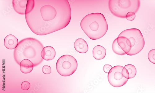 3d cell stem science pink background. Medical microscopic molecular art. Biology research dna nucleus cells