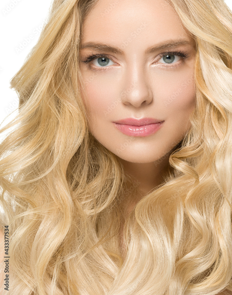 Beautiful young woman healthy blonde hair and clean fresh skin close up face Beautiful young woman healthy blonde hair and clean fresh skin close up face