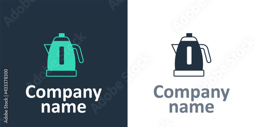 Logotype Electric kettle icon isolated on white background. Teapot icon. Logo design template element. Vector