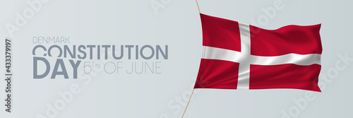 Denmark constitution day vector banner, greeting card.
