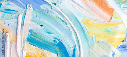 Abstract music background with impasto textures. Oil and acrylic painting closeup. Thick paint texture for jazz music festival banner, template social media creative backdrop. Psychology topic cover.