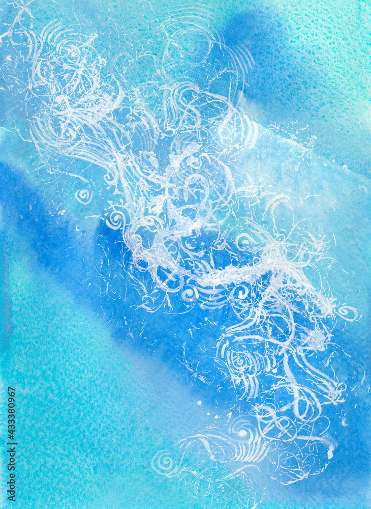 Naklejka premium watercolor abstract sea with splashes