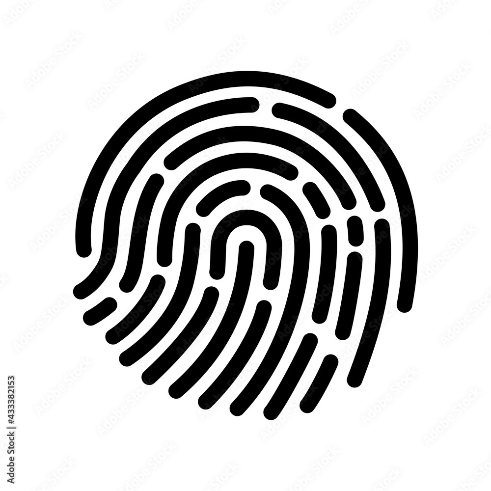 Fingerprint vector icon. Touch ID icon isolated on white background. ID app icon. Vector icon for web site, app or multimedia. UI UX. Fingerprint vector icon. Touch ID icon isolated on white background. ID app icon. Vector icon for web site, app or multimedia. UI UX.