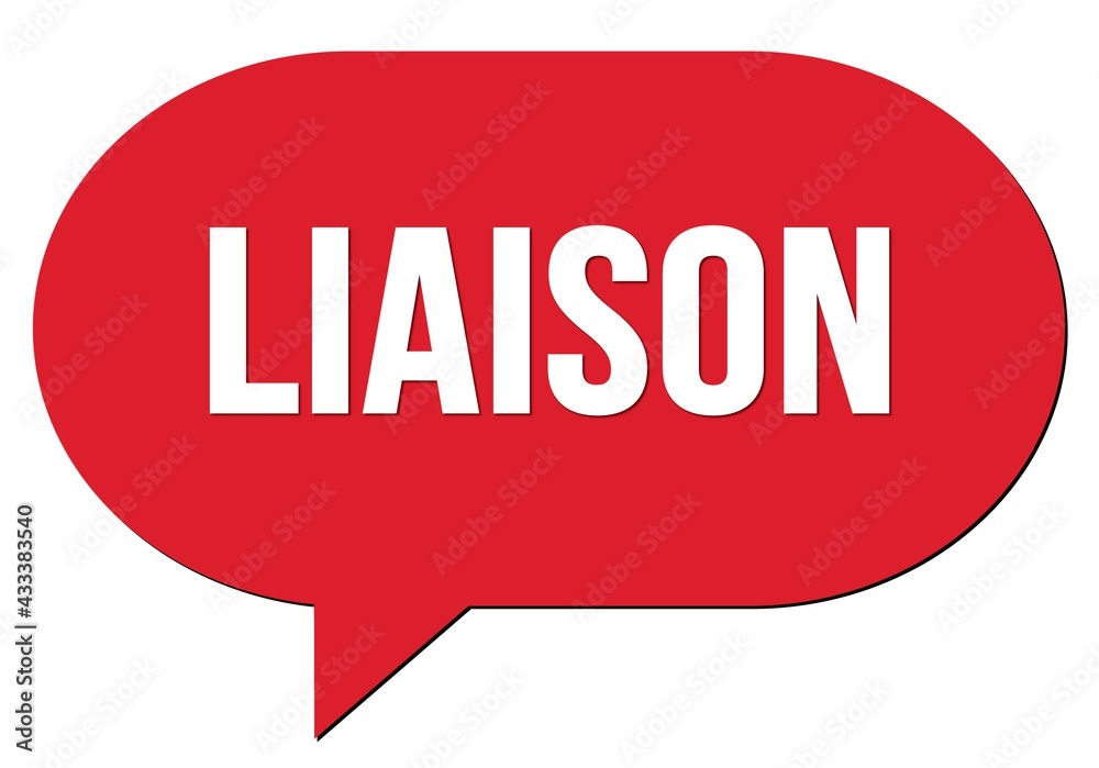 LIAISON text written in a red speech bubble LIAISON text written in a red speech bubble