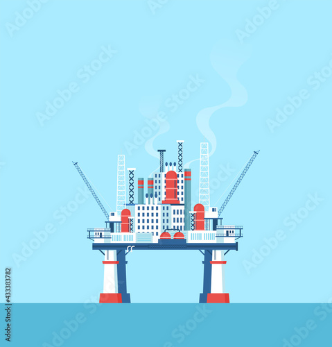 Flat vector Oil Platform Oil Industry