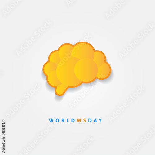 World MS day concept. Multiple sclerosis treatment. Orange awareness ribbon.