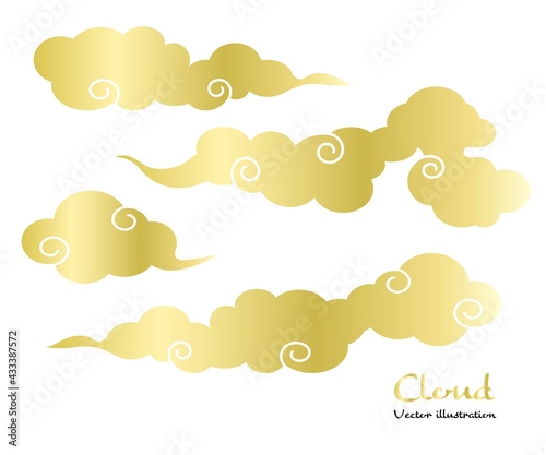 和雲 中華雲 イラスト素材 ベクター 金色 ゴールド Stock Vector Adobe Stock
