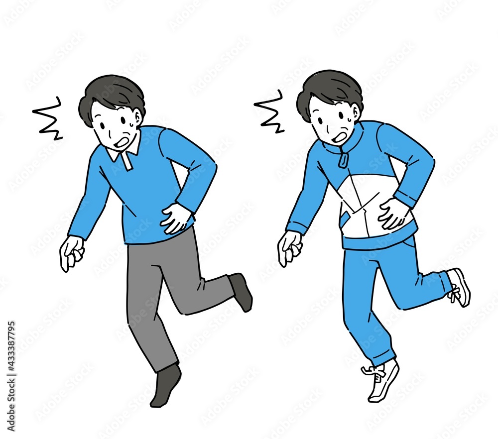 Illustration of a stumbling middle-aged man Illustration of a stumbling middle-aged man