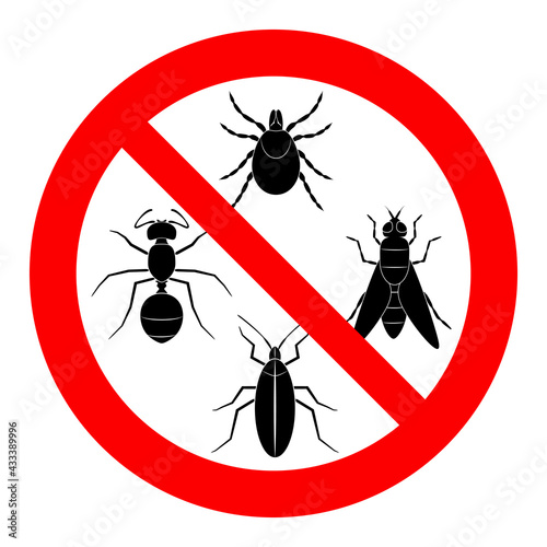 Pest control sign, no insects sign, vector illustration